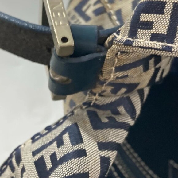 FENDI shoulder bag Mamma Baguette Zucchino Shoulder Bag Canvas/Leather Navy - Picture 12 of 14